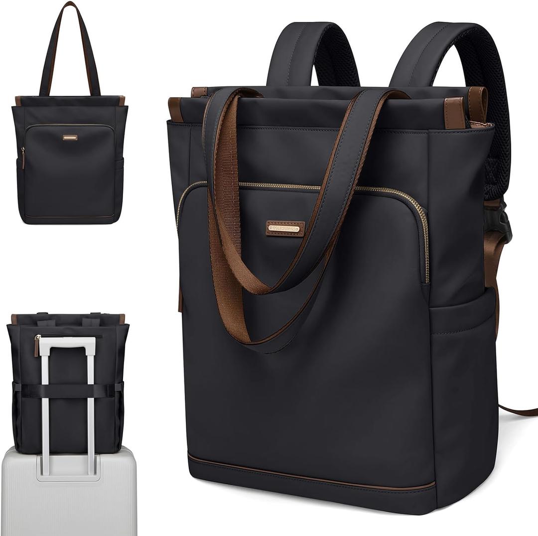 GOLF SUPAGS Convertible Laptop Backpack for Women Casual Daypack Notebook Tote Bag for Work College Travel Leisure (Black)