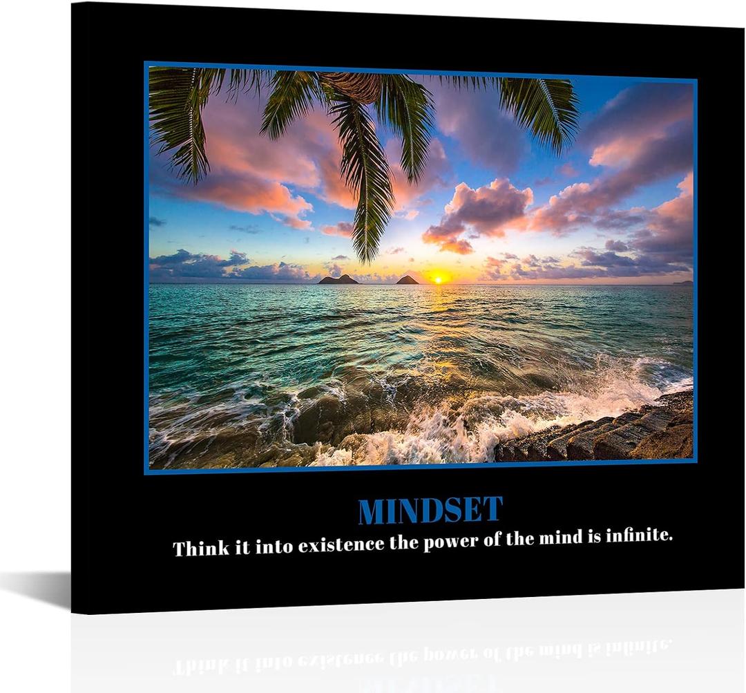 KREATIVE ARTS Mindset Canvas Wall Art Prints- Uplifting Quotes for Home & Office - Foster Positive Thinking & Goal Achievement - Inspirational Decor for Success Seekers 20x24inch