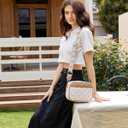 Prite Quilted Crossbody Purse for Women, Vegan Leather Bag with Shoulder Strap, Small Purse with Card Slots