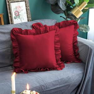 Microfiber Ruffle Pillow Shams Set of 2, 26X26 - Solid Ruffled Fringe Design Pillow Covers 26X26 Soft & Breathable - Unique Collection Decorative Pillow Cases 26X26 - Burgundy (26" x 26" (Pack of 2))