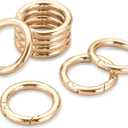 Key Ring Clip, 1 Inch Keychain Rings, 8 Pack Round Carabiner Clip for Keys, Buckle, Bags, Purses - Key Chain Hooks Replacement Keychains Lanyard DIY Crafts, Light Gold