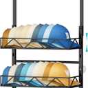 HapiRm Hat Organizer for Baseball Caps - 2 Tier Over the Door & Wall Mounted Hat Rack with 2 Adjustable Metal Basket, Storage Holds up to 20 Caps for Door, Bedroom, Closet (Black)