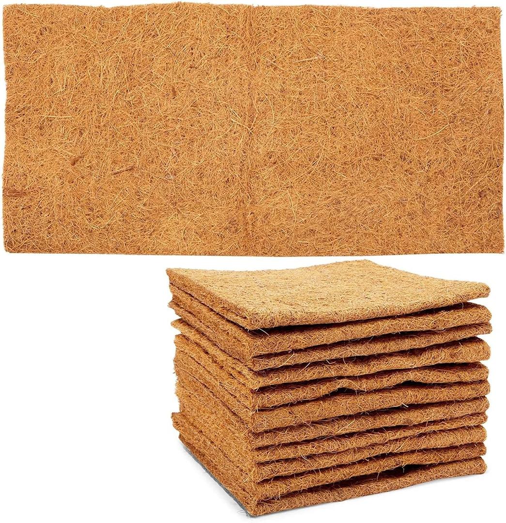 Farmlyn Creek Coco Fiber Substrate Mats for Small Pets, Natural Coir (10 x 20 in, 12 Pack)