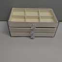 Bracelet Storage Box with 3 Drawers Bangle Organizer Display Case Clear 18 Grids Velvet Jewelry Organizer for Women Girls (Beige)