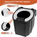 Portable Camping Toilet Upgraded Soft Camp Toilet Seat with Paper Holder- Travel Potty Perfect for Emergency Preparedness, Backcountry, Car, Boat, Road Trips. (BLACK)