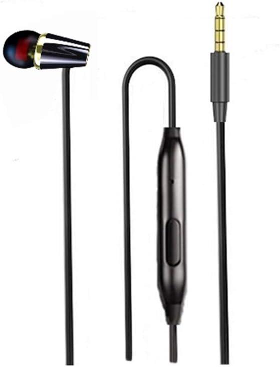 Single Earphone One Side Earplugs with Microphone 3.5mm Plug Single Earbud Stereo Sound Reinforced Cord Compatible with Smartphone MP3,Radio