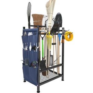 Garden Tool Organizer, Garden Yard Tool Rack for Garage, Garage Organization and Storage, Metal Yard Tools Storage up to 46 Tools/Rake/Broom/shovel/, Suitable for Garage, Yard, Patio, Shed