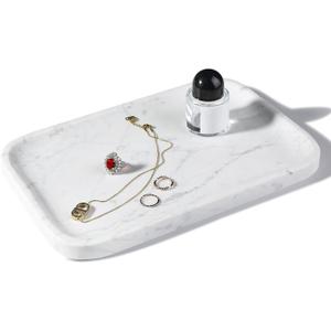 Statuario Marble Vanity Tray - Decorative Organizer for Bathroom Countertop, Dresser, Kitchen Sink