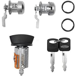 Door Lock Cylinders & Ignition Switch with Keys | Replacement for 1997-2007 Ford F250/350, Excursion & More, Lincoln Blackwood, Navigator | Replace#: LC6177 + DL5885 X2 + 597638(No chip)