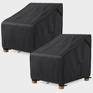 MR. COVER Patio Furniture Covers Waterproof, Outdoor Chair Covers for Rocking Chair, Fits up to 32W x 37D x 36H Inches, Ventilated Air Vents and Convenient Handles Included, Black, 2 Pack