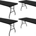 4 Pack Picnic Table Cover Fitted Elastic Tablecloth for 6 Foot Rectangle Tables Waterproof Stretch Washable Folding Indoor and Outdoor Spandex Table Cloth for Parties Camping (Black,30" x 72")