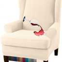 Granbest Premium Water Repellent Wingback Chair Cover 2-Piece High Stretch Jacquard Fabric Wing Back Chair Slipcovers (Wing Chair Cover,Beige)