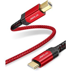 JSAUX USB B to USB C Cable 10ft, USB C Printer Cable Compatible with MacBook Pro, HP, Epson, Canon, Brother, Lexmark, Xerox Printers and Scanner-Red