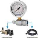 Measureman Pressure Washer Gauge Kit, 2-1/2 Inch, 6000 PSI, 3/8 Inch Stainless Steel Quick Connect, Liquid Filled Design