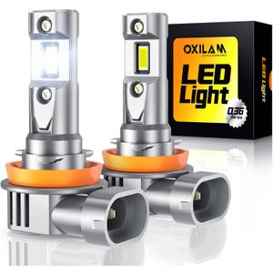 OXILAM H11 LED Bulb H8 H9, 40000LM 60W, 900% Ultra-Bright 6500K White Fog bulb, 5 Min Quick Install, 10 Years Lifespan, No Flicker, 99% Compatibility, Plug and Play, Pack of 2
