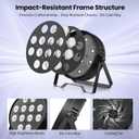 Betopper LED Stage Lights, 12X18W DJ Par Light, RGB+Lime+Amber+UV 6-in-1 Wash/Strobe Effect Stage Lighting, DMX512/Sound Activated Uplighting Lights for DJ, Parties, Concerts, Bars, 4-Pack