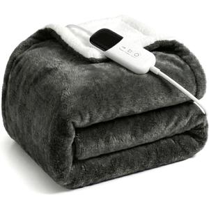 Heated Blanket, 50x60 Throw Size Electric Blanket with Auto Shut-Off, Ultra Soft Flannel Fleece Fast Heating Blanket, Overheat Protection, Machine Washable for Home & Bedroom
