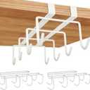 Mug Holder Under Cabinet,2pcs Coffee Mug Organizer for Kitchen,Fit for 0.8 Inch Thickness Shelf or Less,Nail Free Adhesive Coffee Cups Holder Hanger for Cups/Kitchen Utensils/Keys Storage (White)