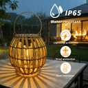 Solar Outdoor Lanterns, Hanging Rattan Lantern Handwoven Garden Lights Solar lamp Waterproof for Outside, Idea for Yard Gazebo Patio Pergola Pathway Front Porch Decor, 2 Pack