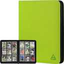9 Pocket Card Binder - 540 Capacity with Zip Closure Premium, Double-Sided,Sturdy & Sleek PU Leather Protector for MTG, TCG, Sport & Collectible Cards (Grass Green)