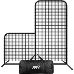 MR Professional Baseball Pitching Screen, Baseball Softball Portable Batting Screen, Protective Pitcher Safety Net, 7'x7' - L Shape