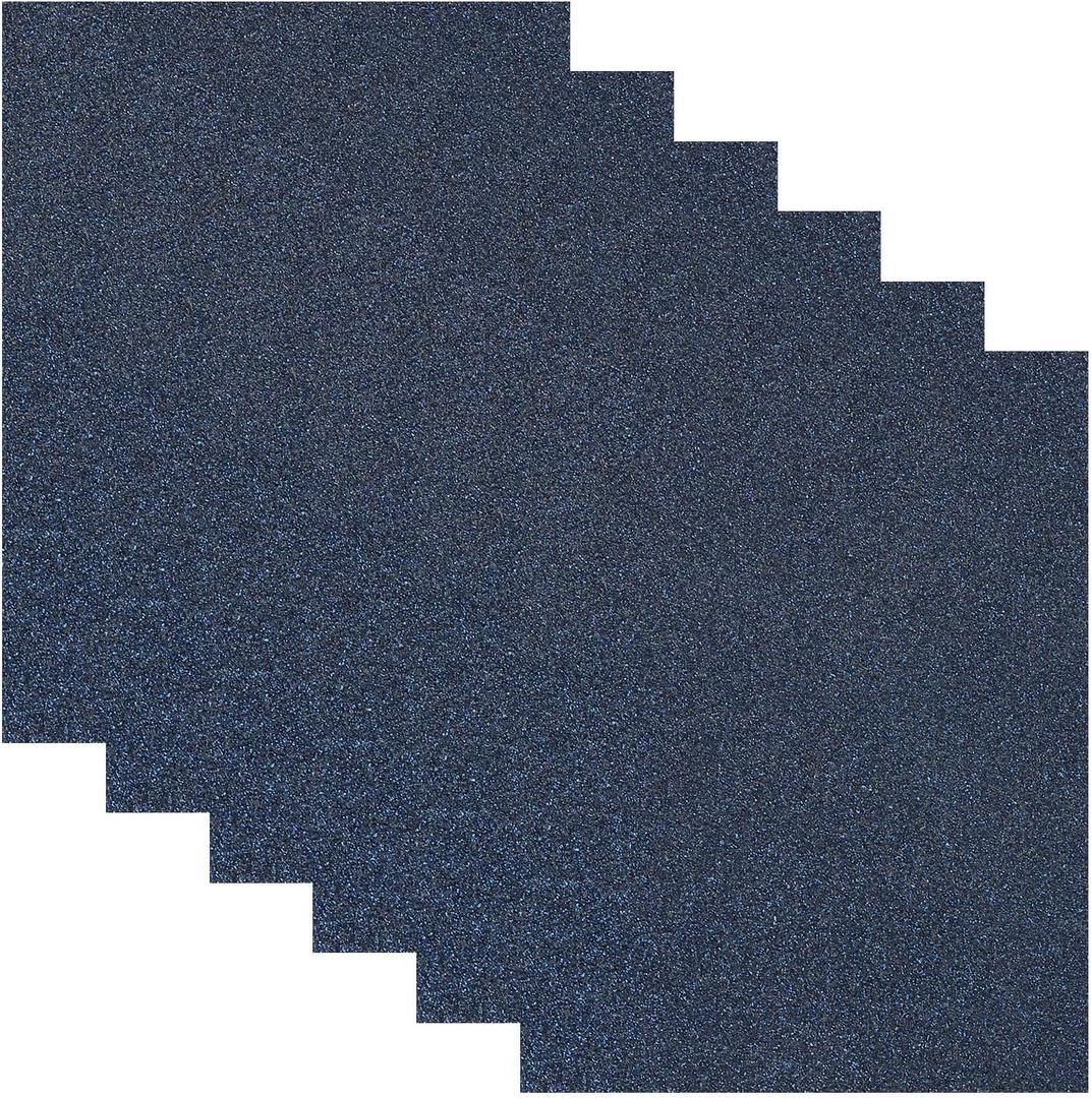 MECCANIXITY Glitter Heat Transfer Vinyl Iron On Vinyl Navy Blue 12" x10" for DIY T-Shirt, Bag, Shoes, Hat, Uniform, Pillow Pack of 6