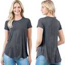 Azules 3 Pack Women’s Short Sleeve Tunic Top – Flowy Scoop Neck Long T-Shirt with Curved Hem, Soft Stretchy Dressy Blouse, M