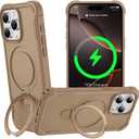 Designed for iPhone 16 Pro Case with Magnetic Stand [Military Drop Protection][Compatible with Magnet] Shockproof 16 Pro Phone Case with Ring Holder, Khaki