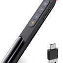 DinoFire USB Type C Wireless Presenter Remote Presentation Clicker,Volume Control PowerPoint Clicker with Red Pointer Long Range PPT Slide Advancer for Mac Laptop PC Computer