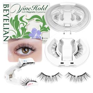 BEYELIAN Magnetic Eyelashes with Applicator, Upgrade Soft Magnetic Lashes Portable Magnetic Eyelashes Natural Look, Reusable, No Glue Needed Fales Eyelashes JH068 (All-In-One & Comfortable)