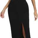 Women's Summer Dress with Slit Sleeveless Crew Neck Cutout Twist Front Crisscross Ribbed Knit Bodycon Midi Casual Dresses, Size XS