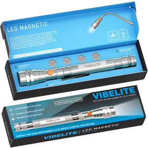 VIBELITE Extendable Magnetic Flashlight with Telescoping Magnet Pickup Tool-Cool Gadget Birthday for Men, Dad, Husband, Him, Father, Mechanic,Tech, Handyman, Boyfriend, Women, Silve
