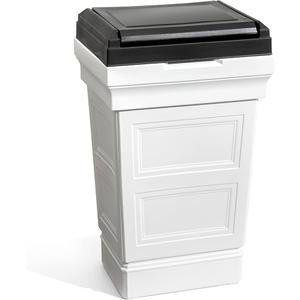 Step2 Atherton Large Garbage Container, Indoor/Outdoor Trash Can with Lid, Weather Resistant, Made of Durable Plastic, Weather-Resistant, Classic White