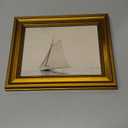 Gold Framed Vintage Wall Art for Living Room, Seaview Painting Prints Shelf Decor for Kitchen, Aesthetic Bedroom Wall Art, Christmas Gifts for Friends or Family (White Sailboat - 8"x10")