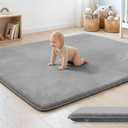 1.3" Thick Baby Floor Play Mat 50x50, Basic Padded Foam Mat for Tummy Time Crawling, Non Slip Cushioned for Babies Toddlers Infants Kids (Light Grey)