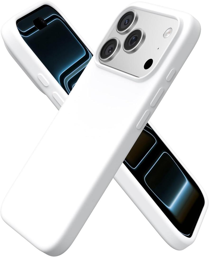 ORNARTO Compatible with iPhone 17 Pro Case 6.3", Slim Liquid Silicone 4 Layers Full Covered Soft Gel Rubber Shockproof Cover, Protective Phone Case for iPhone 17 Pro-White