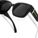 KANASTAL Oversized Over Glasses Sunglasses for Women Men Square Fit Over Polarized Sun Glasses UV400 (a01shiny Black/Black)