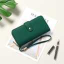 GAEKEAO Wallet for Women Clutch RFID Blocking Wristlet Leather Purse Large Capacity Credit Card Holder with Grip Hand Strap