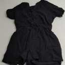 Fixmatti Women Summer Romper - Self Tie V Neck Casual Jumpsuit L