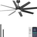 Ohniyou 60" Black Ceiling Fan with Light for Patio, Porch, Living Room