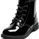 Girls Ankle Boots Lace Up Side Zipper Combat Shoes for Kid, Size: 11 Little Kid (Black)