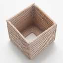 Rattan Tissue Box Cover Natural Woven Facial Napkin Holder Square (White, 5.5x5.5x5.9 Inch)