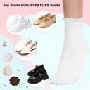 SSF&TUYS Ruffle Socks for Women  Soft Cotton Frilly Ankle Socks, Cute, Breathable & Comfy, 6 Pairs (01-white)