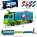 Carrier Truck Race Track Toddler Toys, Foldable 3 Layer Toddler Track Playset, Dinosaur Toy Truck Transport Car Carrier & 8 Race Cars, Truck Car Kids Toy Gifts for Age 3 4 5 6+ Year Old Boys Girls