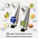 Pampering Gift for Women - Self Care Valentine's Day Gifts Set, 6 Travel Size Essentials, Moroccan Argan Oil, Beef Tallow, Avocado Oil, Shea Butter, Bath Salt, Candle, Hair & Hand Repair, Foot Cream