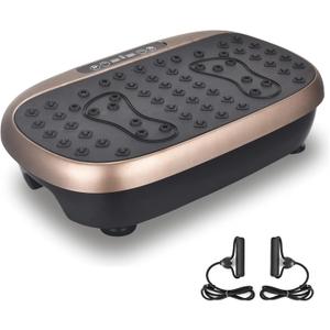 EILISON Atom Vibration Plate Exercise Machine - Full Body Vibration Plate for Lympathic Drainage with Acupressure - Home Fitness with Loop Bands for Weight Loss, 300lbs Capacity (Atom Brown)
