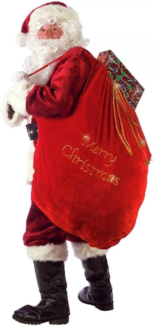 ARAD Large Velvet Embroidered Merry Christmas Santa Present Sack