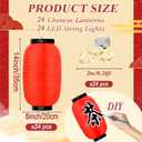 48 Pcs Traditional Japanese Style Red Silk Hanging Lantern Set Including Paper Lanterns Japanese Decorations and Lights for Chinese New Year Luna Festival Party Decoration DIY Crafts