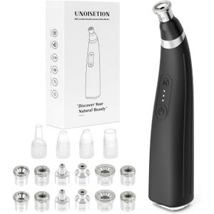 Diamond Microdermabrasion Machine, UNOISETION Rechargeable Micro Dermabrasion Facial Tool with 12 Diamond Tips, Blackhead Remover for Home Travel