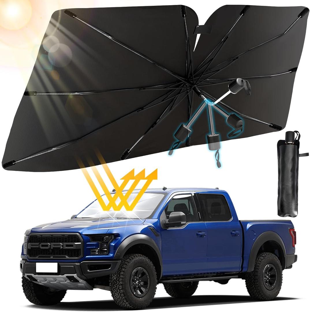 Car Windshield Sun Shade Umbrella, Foldable Windshield Sunshade Front Cover with UV Block, 360Rotation Bendable Front Window Heat Insulation Protection for Auto Windshield Covers - 56.3"x33.9" (XL)